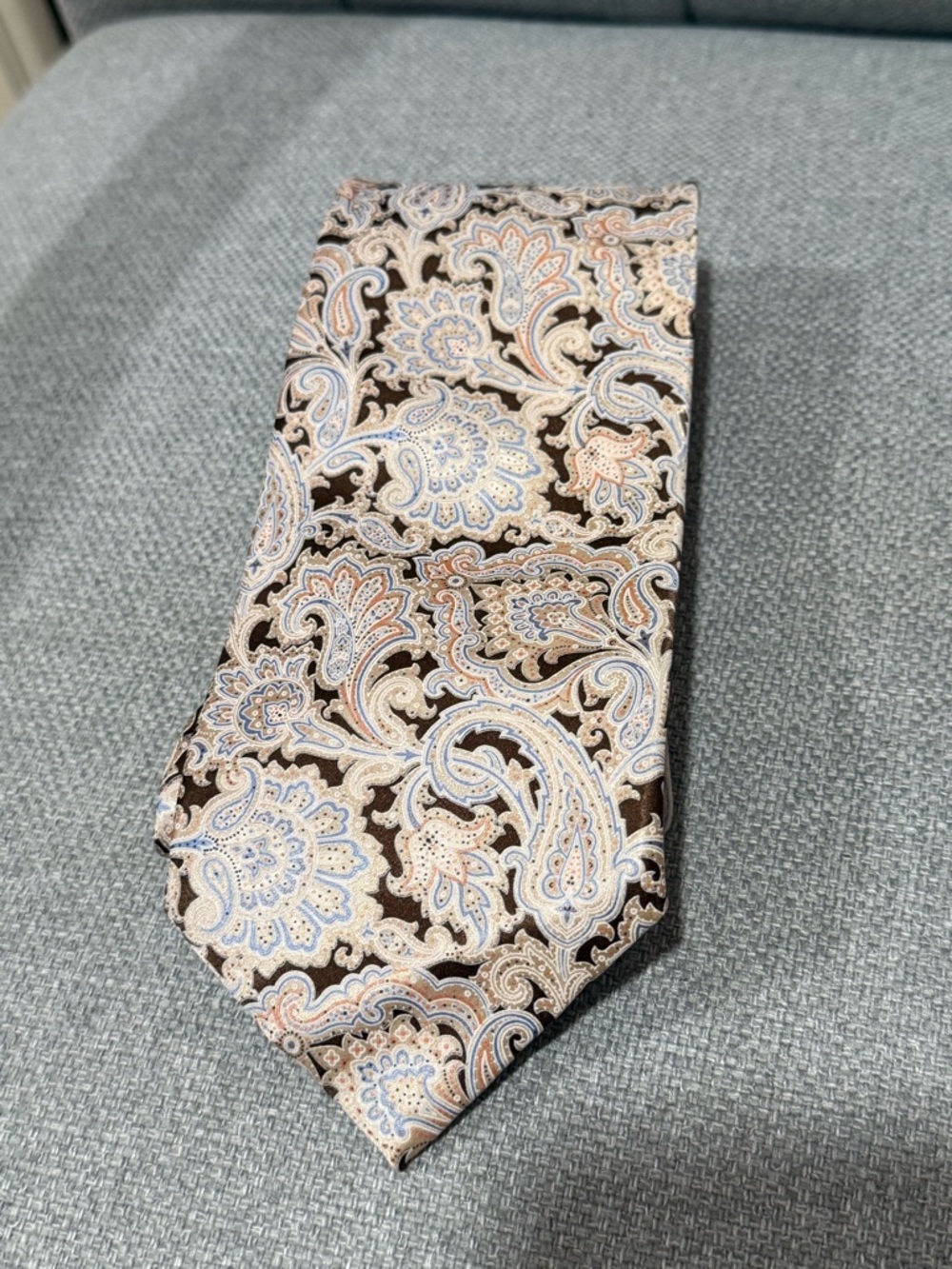 Stefano Ricci Italy Pure Silk Paisley Tie Luxury Designer Brown Blue Tan